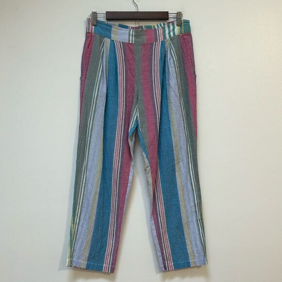 Anthropologie The Odells‎ Rainbow Stripe Pant Size Small Lightweight Cotton - Picture 2 of 7